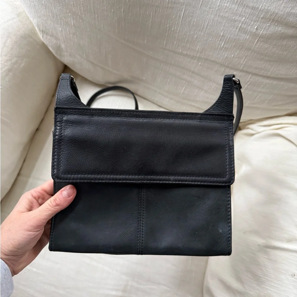 Vintage fossil Black Leather double sided crossbody Shoulder Bag - Picture 4 of 7
